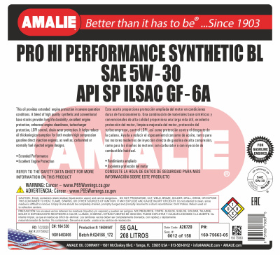 AMALIE PRO High Perf Synthetic 5w30